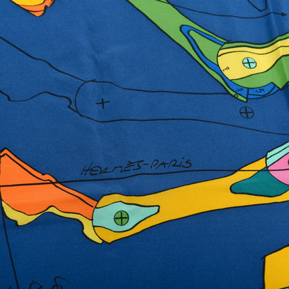 Hermes Silk Le Pegase d'Hermes Cut Wash 140 Scarf Marine Jaune Vif Multicolore 4 of 6