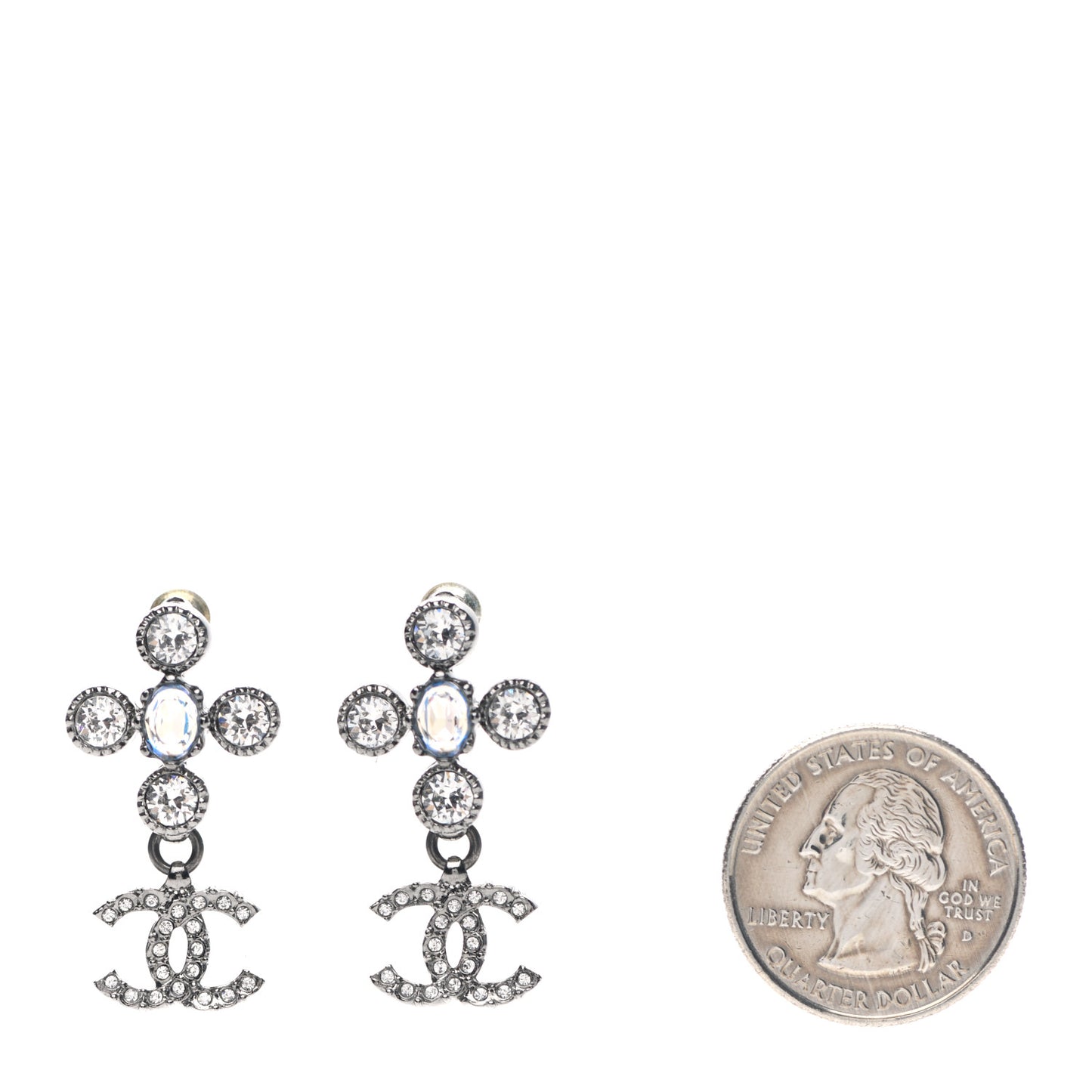 Ruthenium Crystal CC Drop Earrings