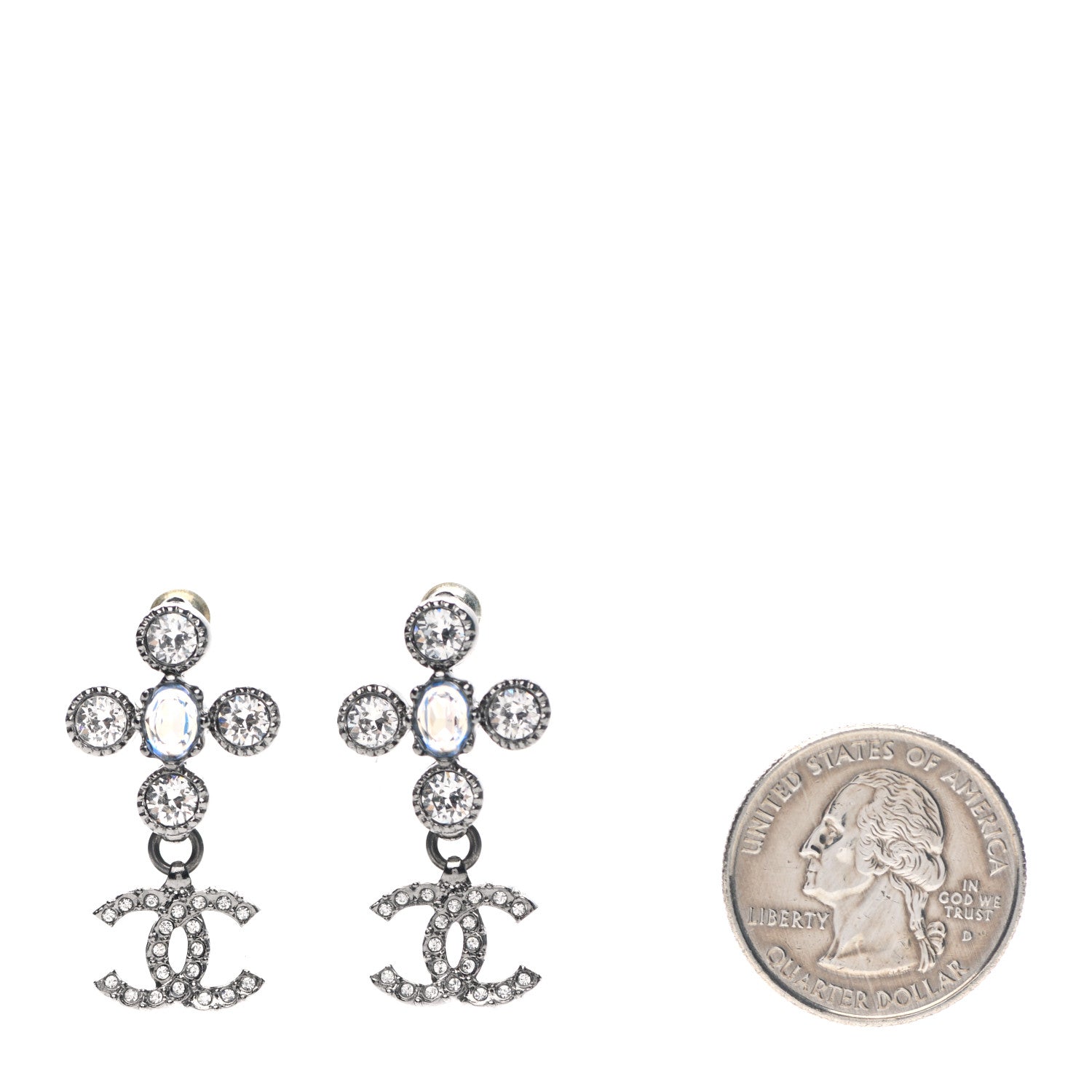Chanel Ruthenium Crystal CC Drop Earrings 2 of 4