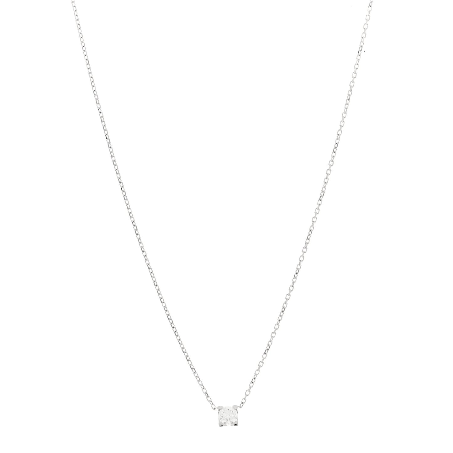 18K White Gold Diamond .24ct C De Cartier Pendant Necklace