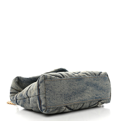 Saint Laurent Denim Quilted Toy Loulou Puffer Monogram Chain Satchel Blue Black 4 of 10