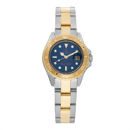 Rolex Stainless Steel 18K Yellow Gold 29mm Oyster Perpetual Date Yacht-Master Watch Blue 69623 1 of 4