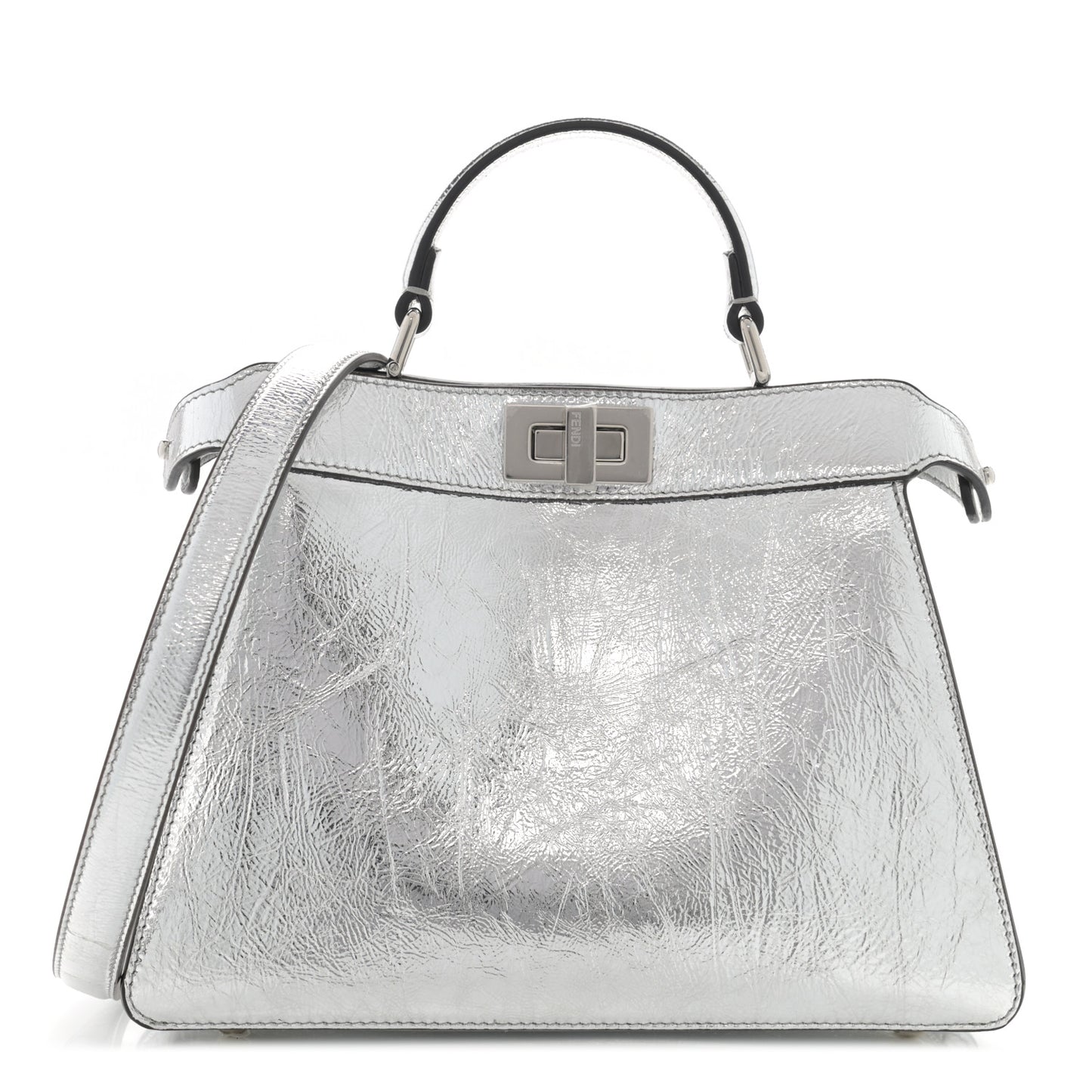 Rock Millenium Laminata Small Peekaboo I SEE U Satchel Argento