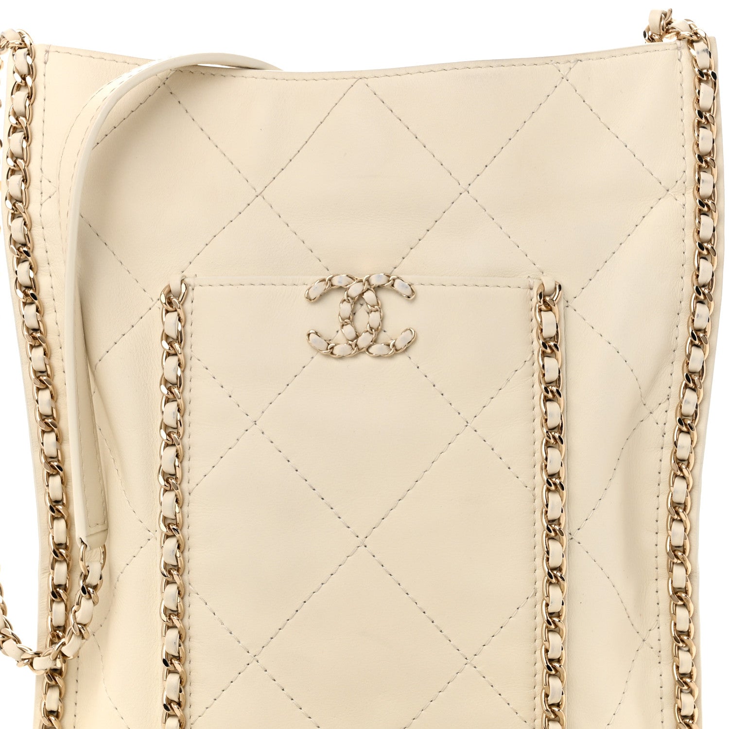 Chanel Calfskin Quilted Fringe Small Shopping Bag White 8 of 11