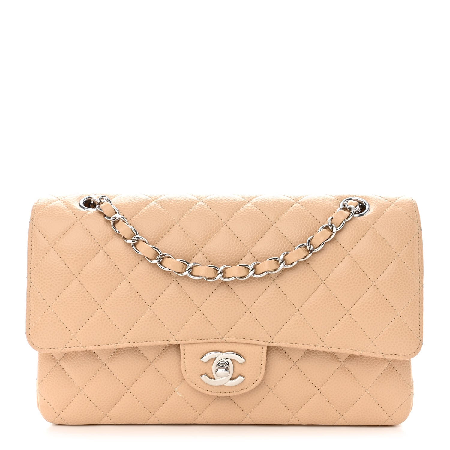 Chanel Caviar Quilted Medium Double Flap Beige 1 of 12