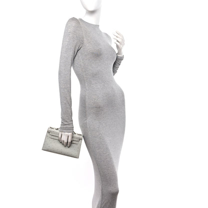 Hermes Ostrich Kelly Pochette Clutch Gris Perle 2 of 12