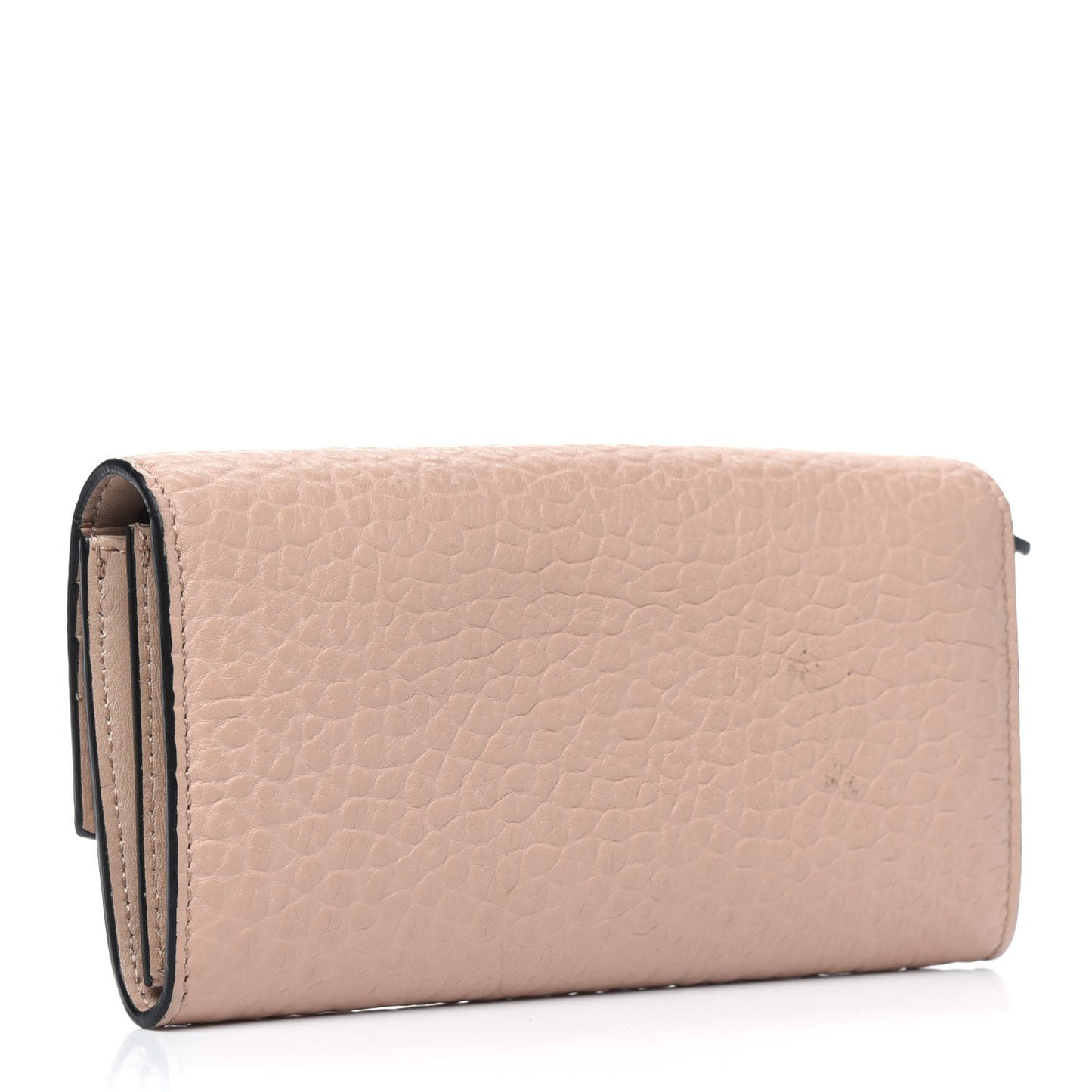 Signature Grain Calfskin Continental Wallet Apricot
