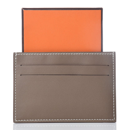 Hermes Swift Citizen Twill Card Case Etoupe Rouge Casaque Azur 8 of 8