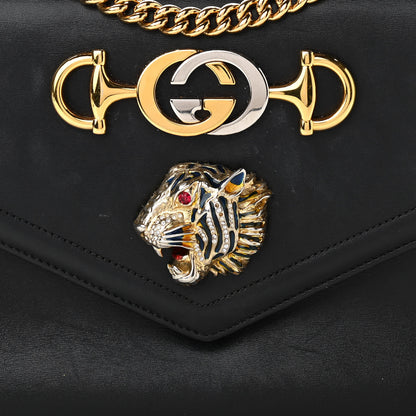 Gucci Vitello Palmellato Lux Crystal Medium Rajah Shoulder Bag Black 8 of 10