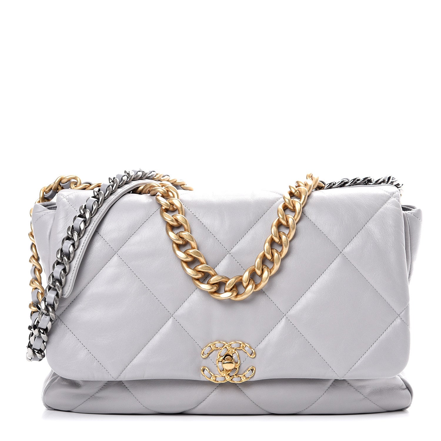 Chanel Goatskin Quilted Maxi 19 Flap Grey 1 of 9