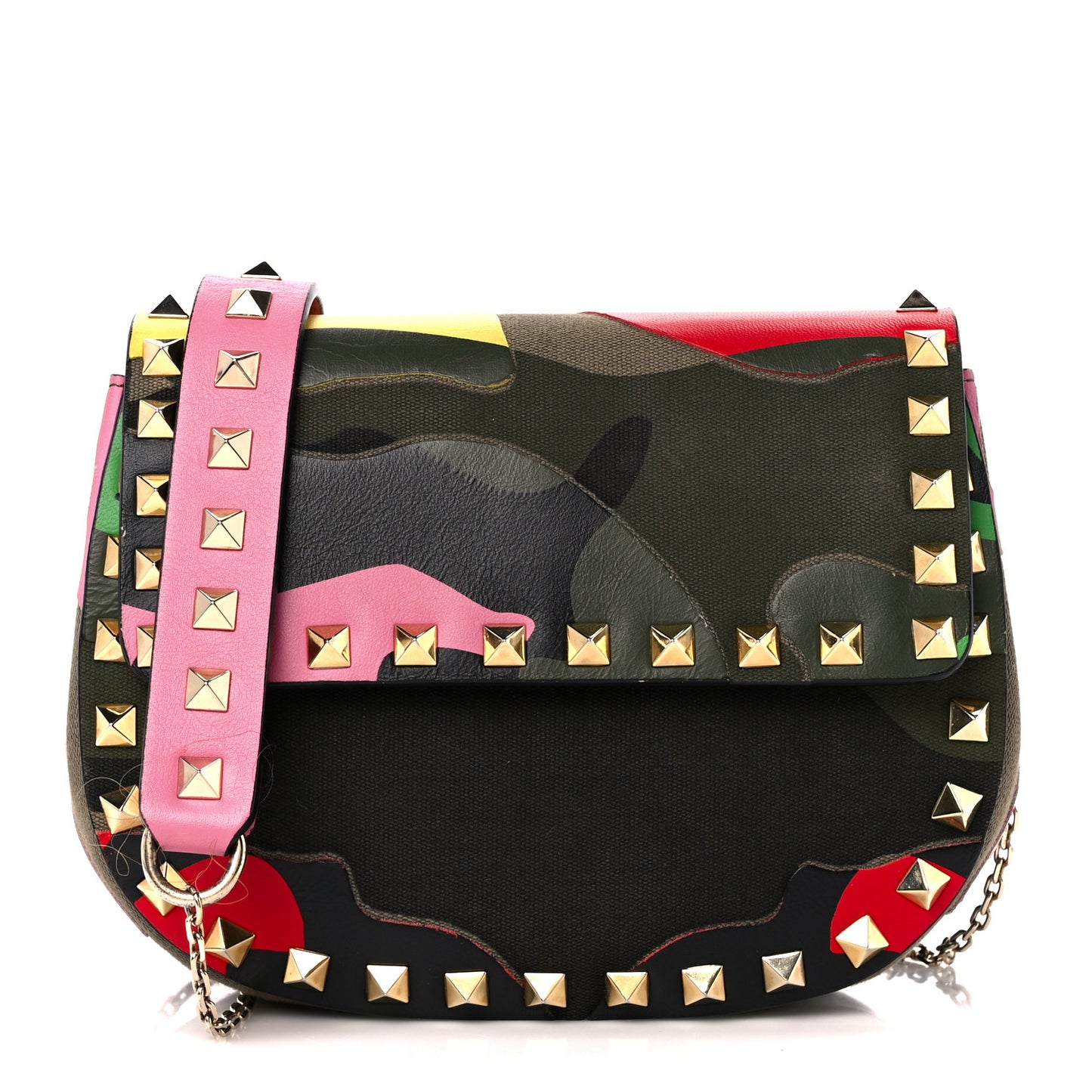 Nappa Canvas Camouflage Rockstud Flap Multicolor
