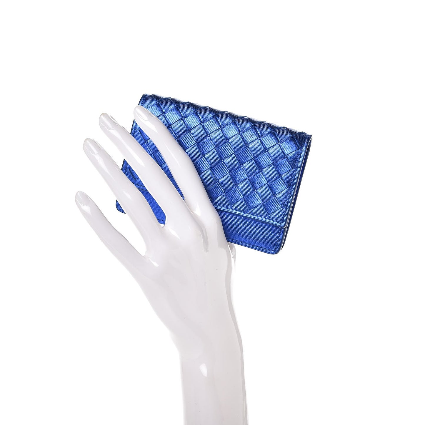 Metallic Intrecciato Grosgrain Card Case Cobalt