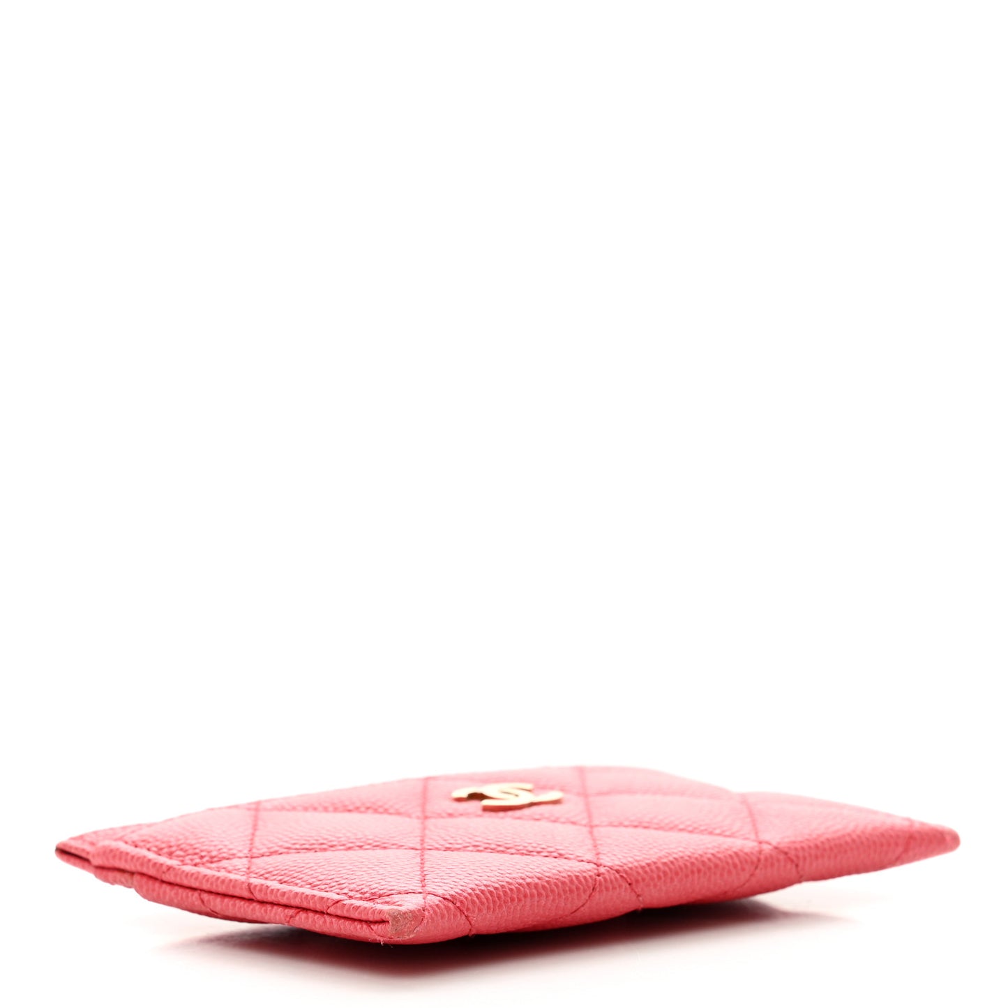Caviar Quilted Card Holder Dark Pink