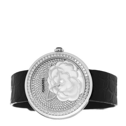 Chanel 18K White Gold Alligator Diamond Mother of Pearl 37.5mm Mademoiselle Prive Automatic Watch 2 of 5