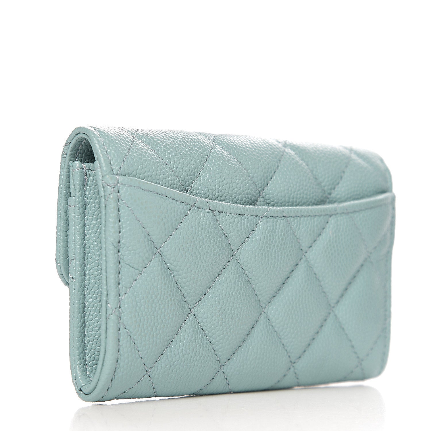 Chanel Iridescent Caviar Quilted Flap Card Holder Wallet Light Blue 2 of 8
