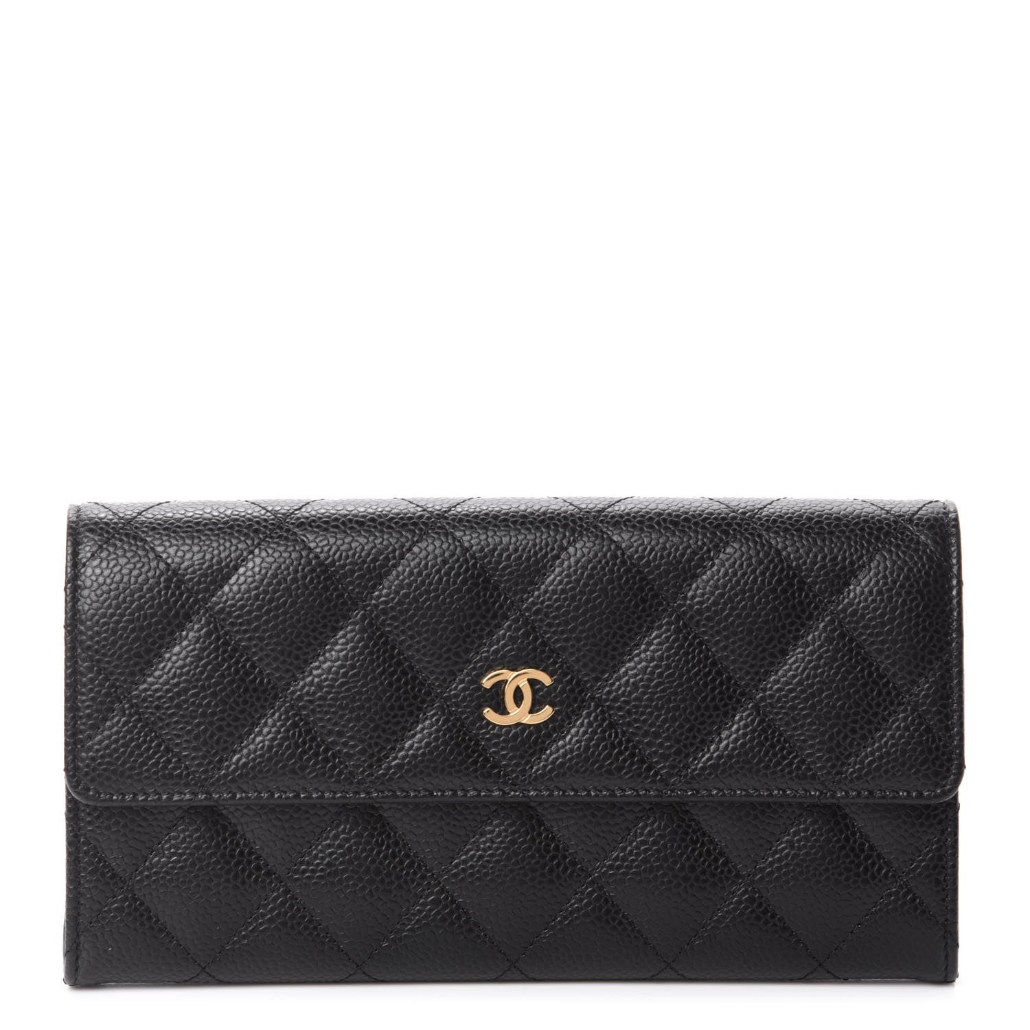 Chanel Caviar Quilted Large Gusset Flap Wallet Black 1 of 9