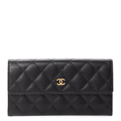 Chanel Caviar Quilted Large Gusset Flap Wallet Black 1 of 9