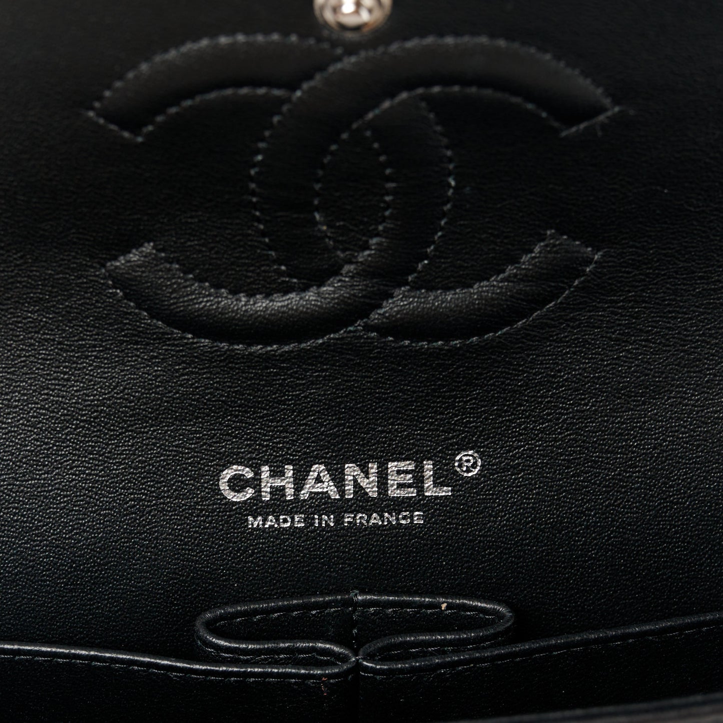 Lambskin Chevron Quilted Medium Double Flap So Black