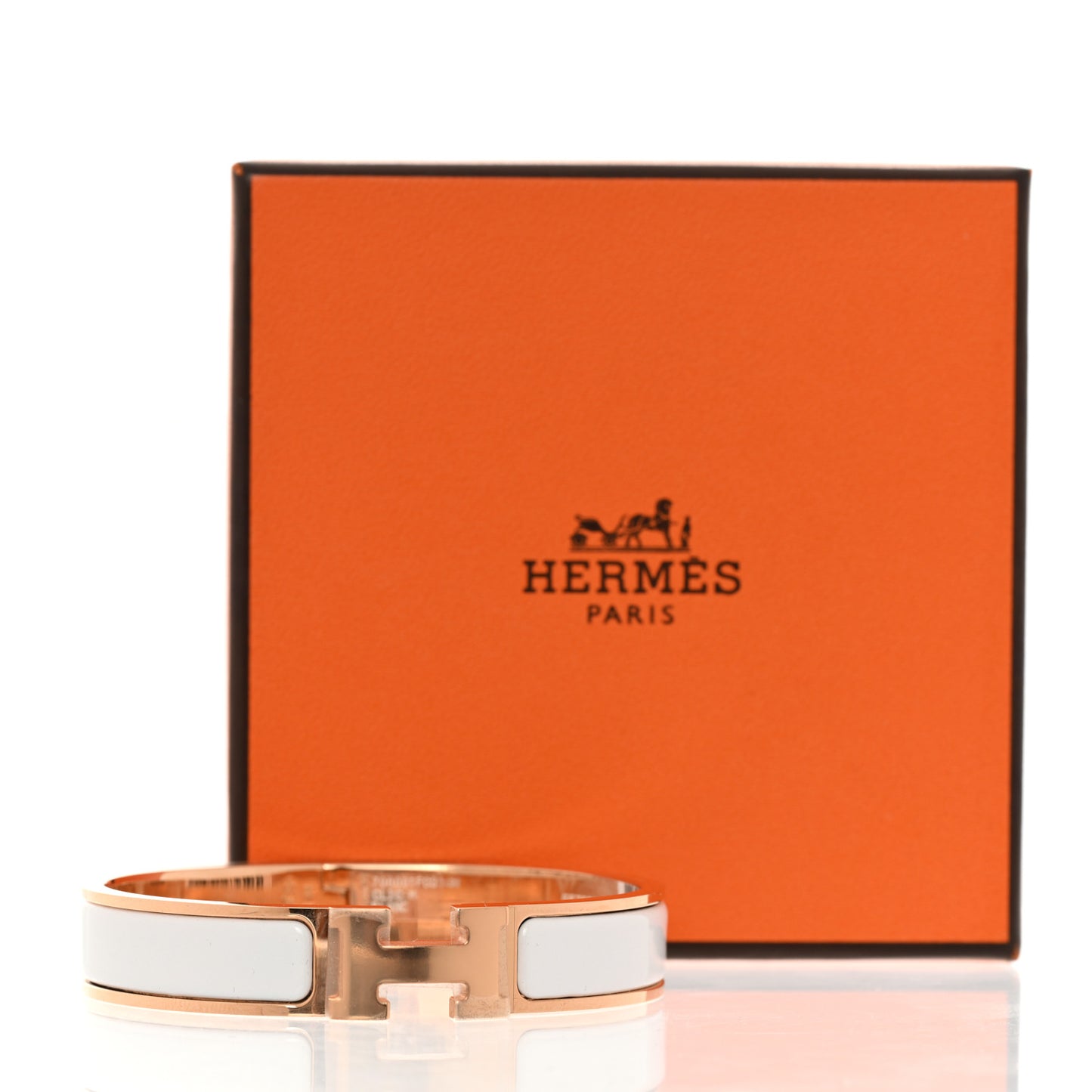 Enamel Narrow Clic Clac H Bracelet GM White