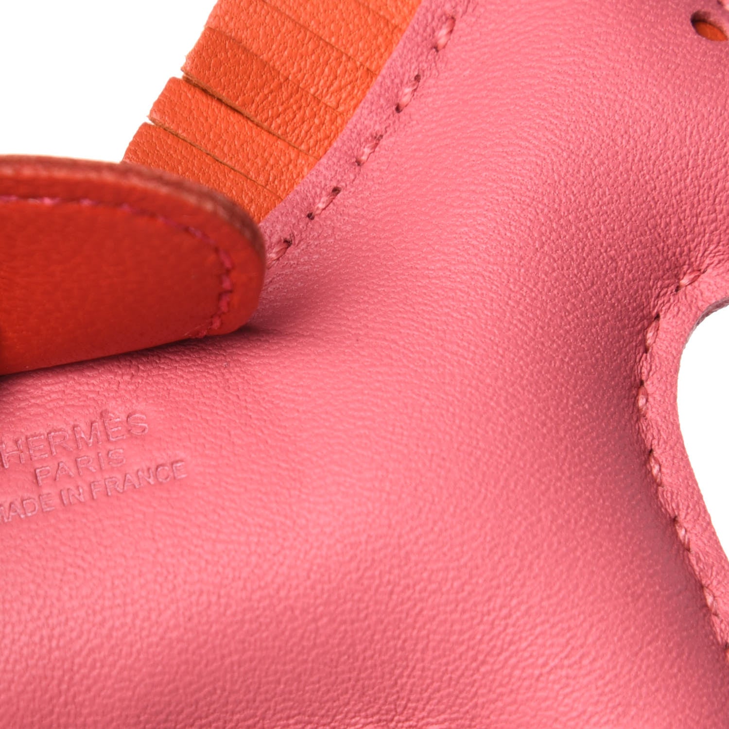 Hermes Milo Lambskin Grigri Rodeo Bag Charm PM Rose Azalee Orange Poppy Rouge Indien 3 of 4