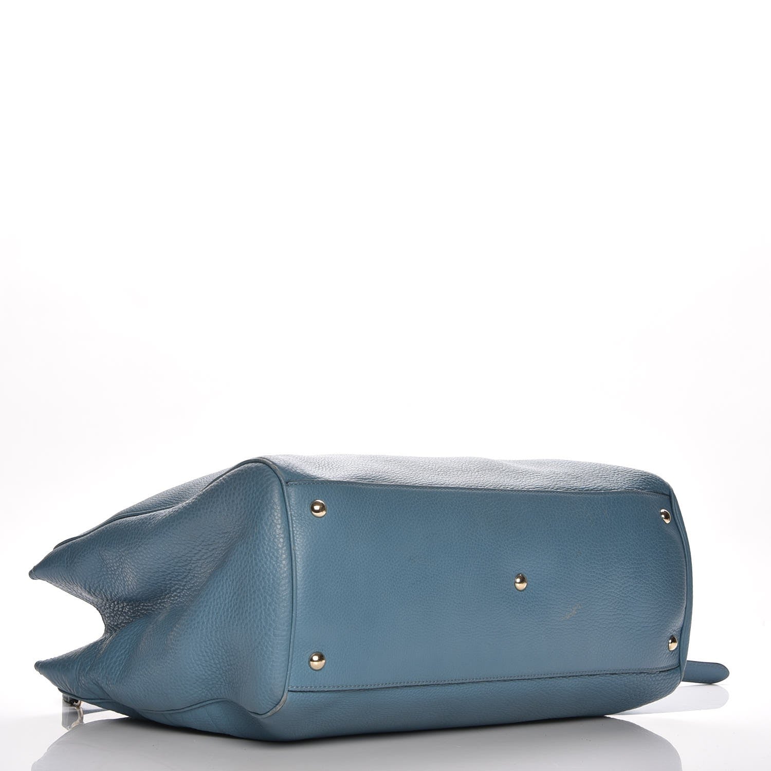 Gucci Pebbled Calfskin Large Bamboo Shopper Tote Light Blue 5 of 12