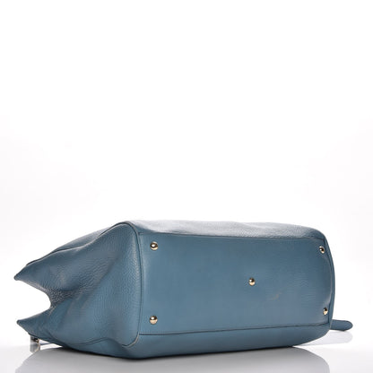 Gucci Pebbled Calfskin Large Bamboo Shopper Tote Light Blue 5 of 12