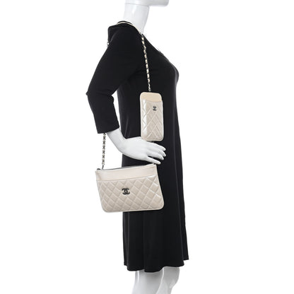 Chanel Lambskin Quilted Clutch With Chain White 2 of 11