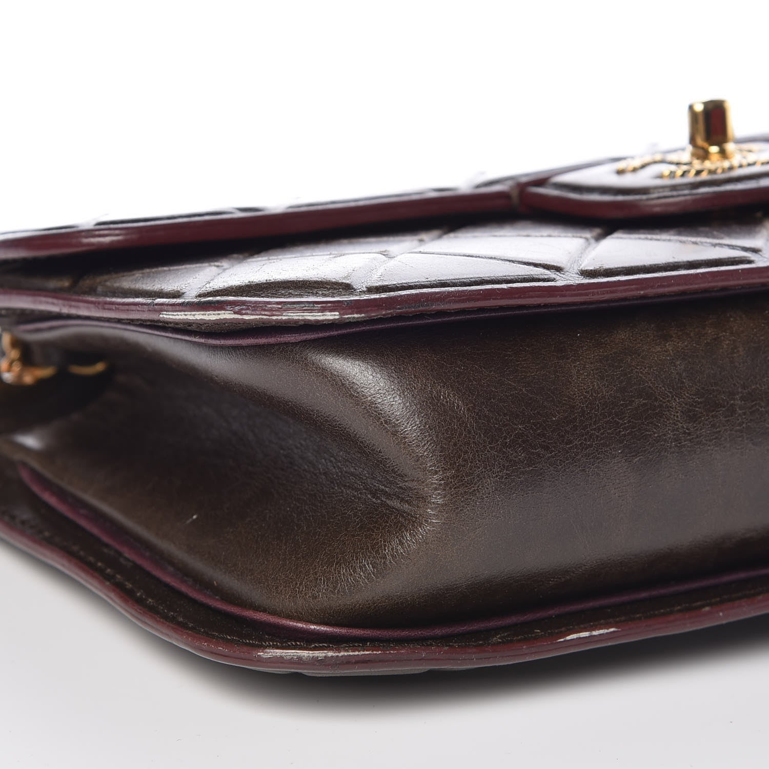 Chanel Calfskin Embossed Medium Flap Brown 10 of 11