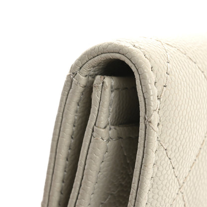 Chanel Caviar Quilted Crystal CC Flap Card Holder Light Grey 14 of 14