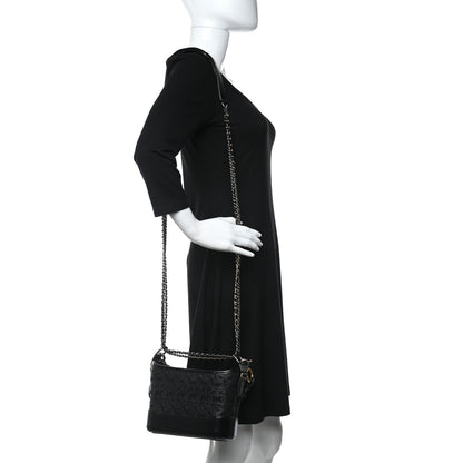 Chanel Calfskin Wool Felt Embossed Small Gabrielle Logo Hobo Black 2 of 11