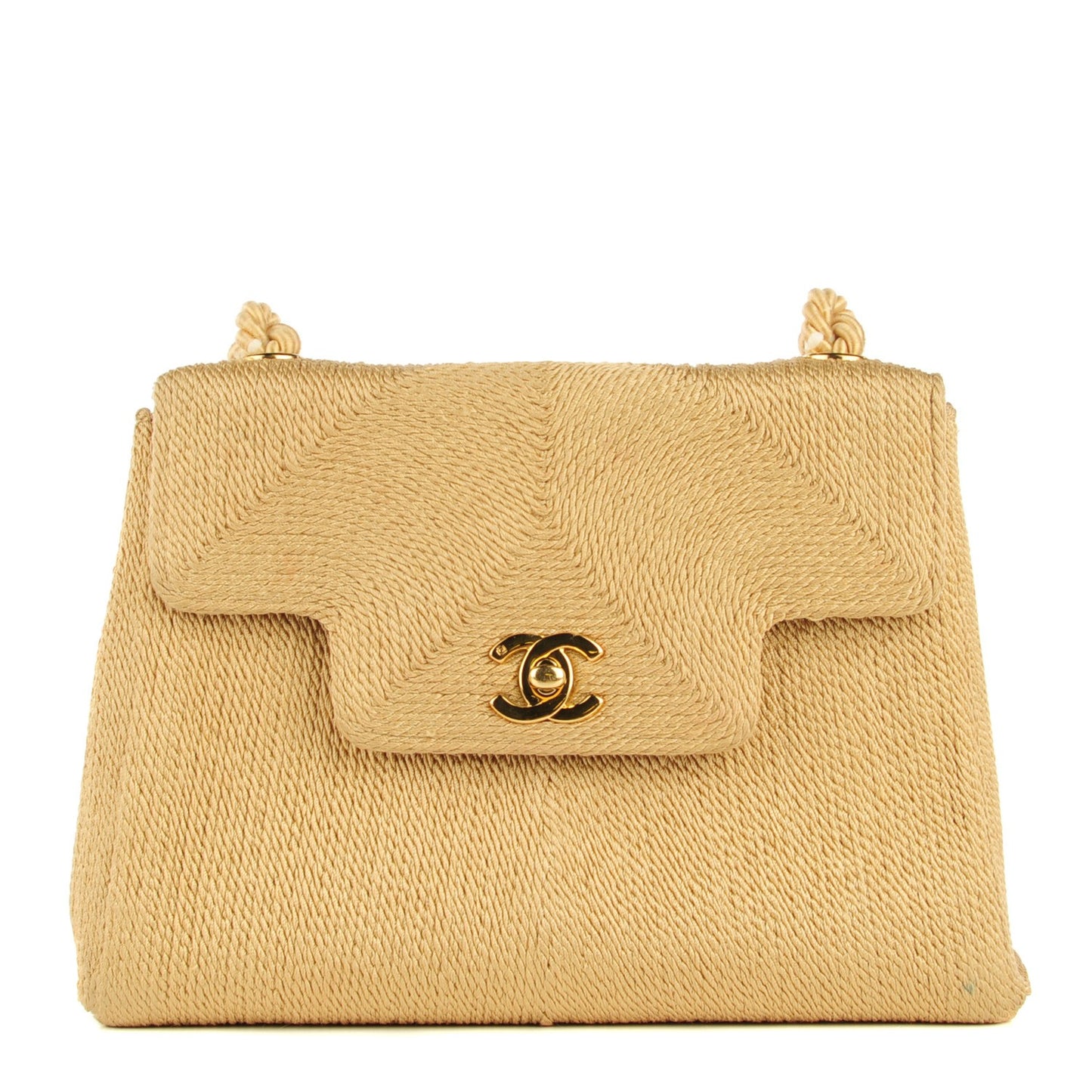 Silk Rope Shoulder Flap Bag Beige
