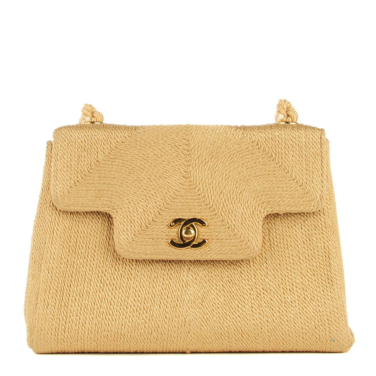 Chanel Silk Rope Shoulder Flap Bag Beige 1 of 11