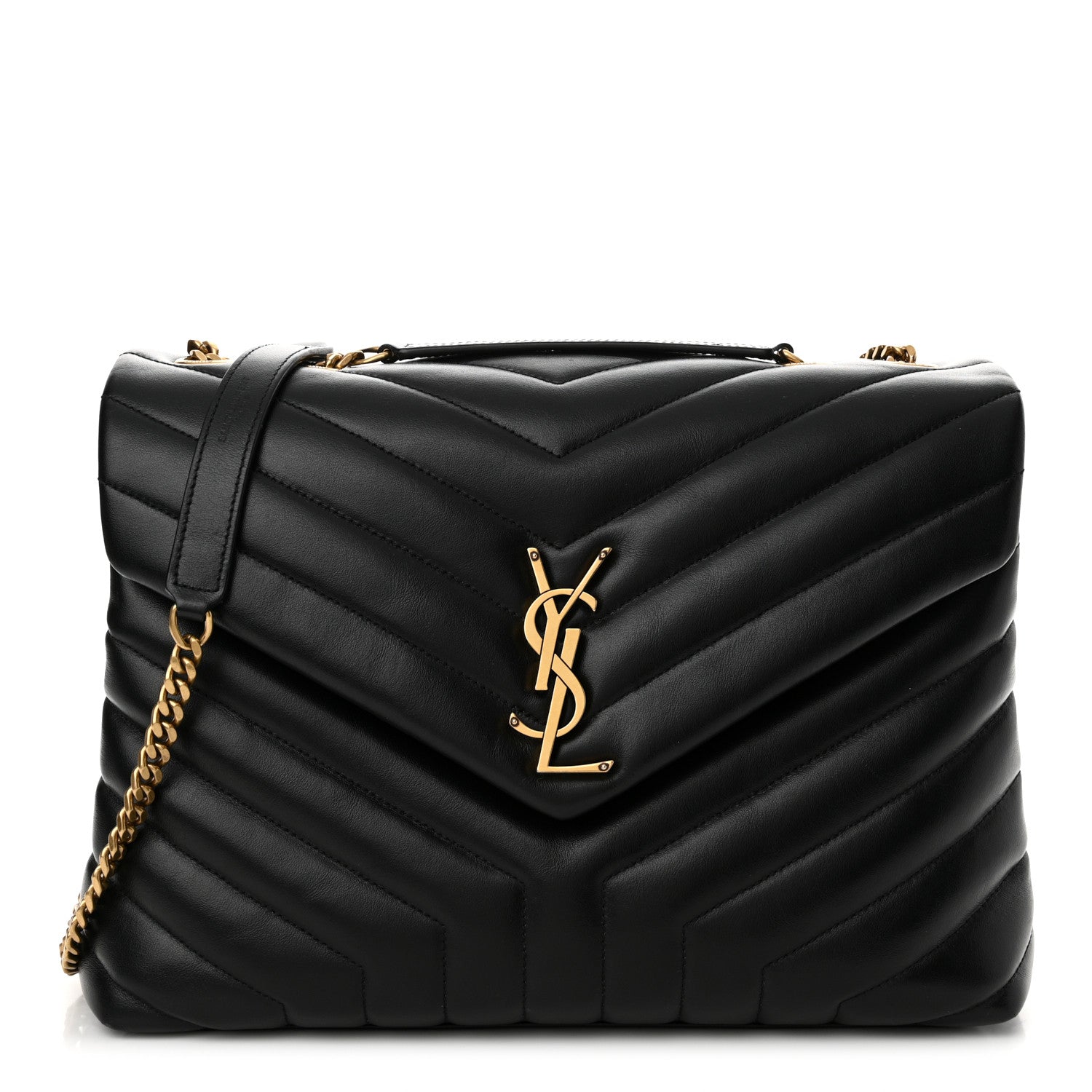 Saint Laurent Calfskin Y Quilted Monogram Medium Loulou Chain Satchel Black 1 of 15