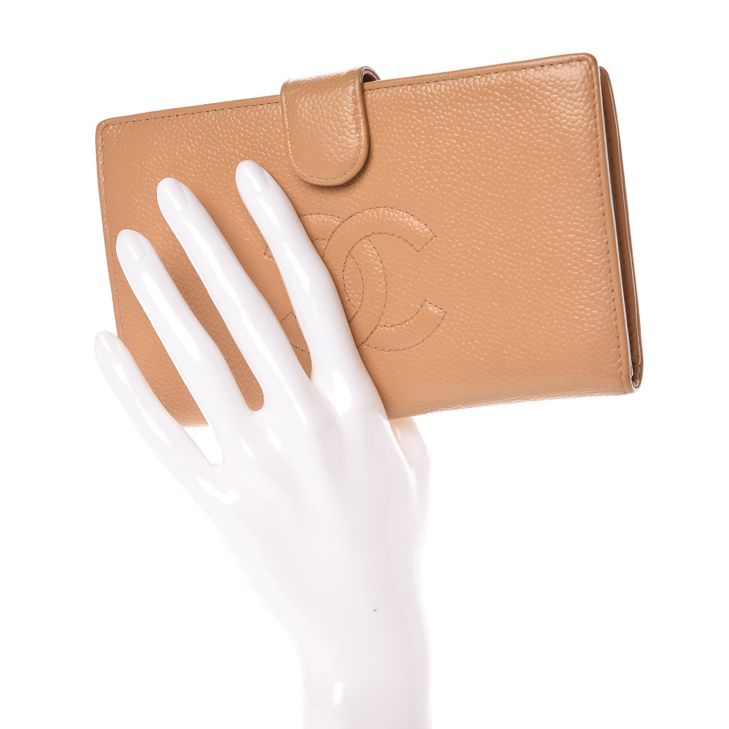 Chanel Caviar Timeless CC French Wallet Beige 2 of 8