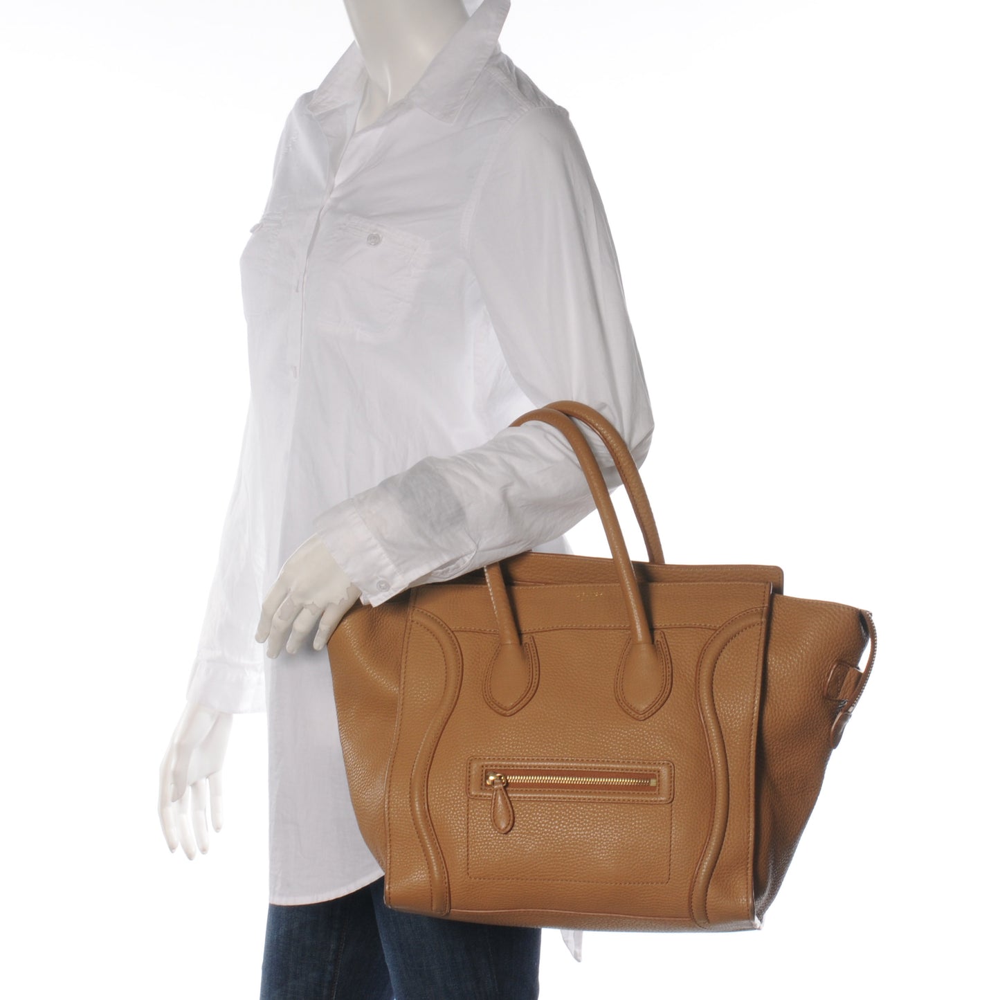 Drummed Calfskin Mini Luggage Camel