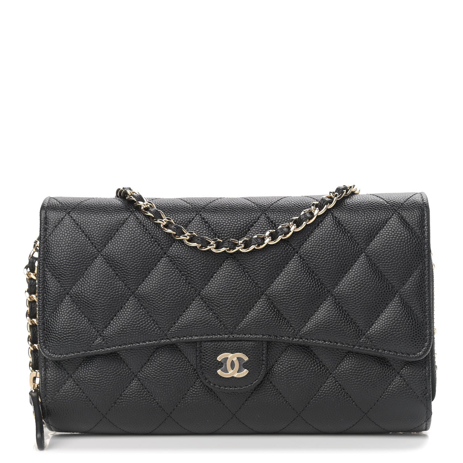 Chanel Caviar Quilted Phone Holder Wallet With Removable Chain Black 3 of 12