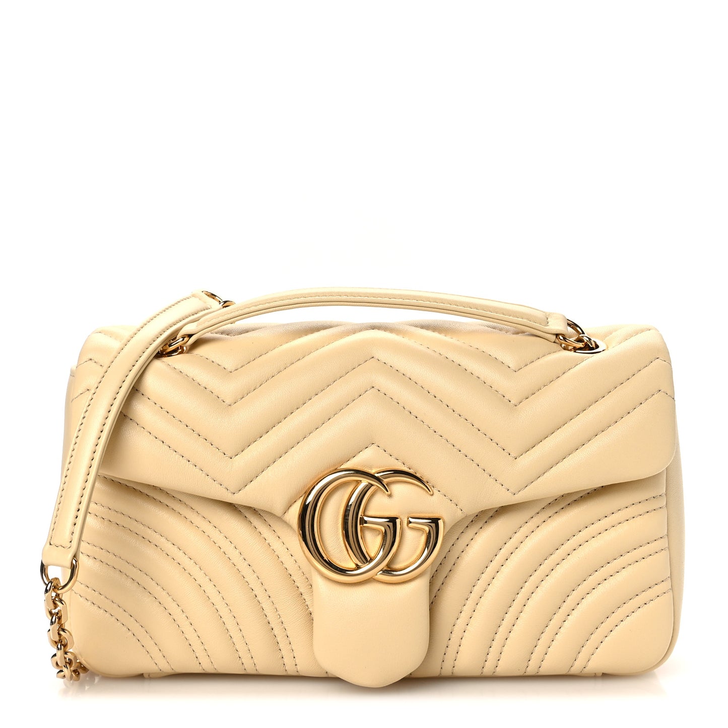 Lambskin Matelasse Medium GG Marmont Shoulder Bag Light Yellow