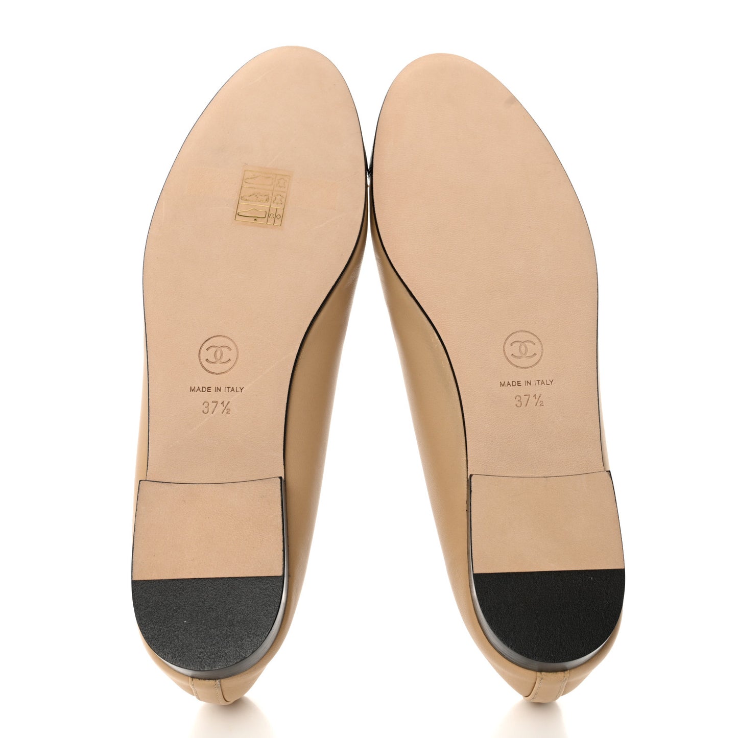 Lambskin Cap Toe CC Ballerina Flats 37.5 Beige Black