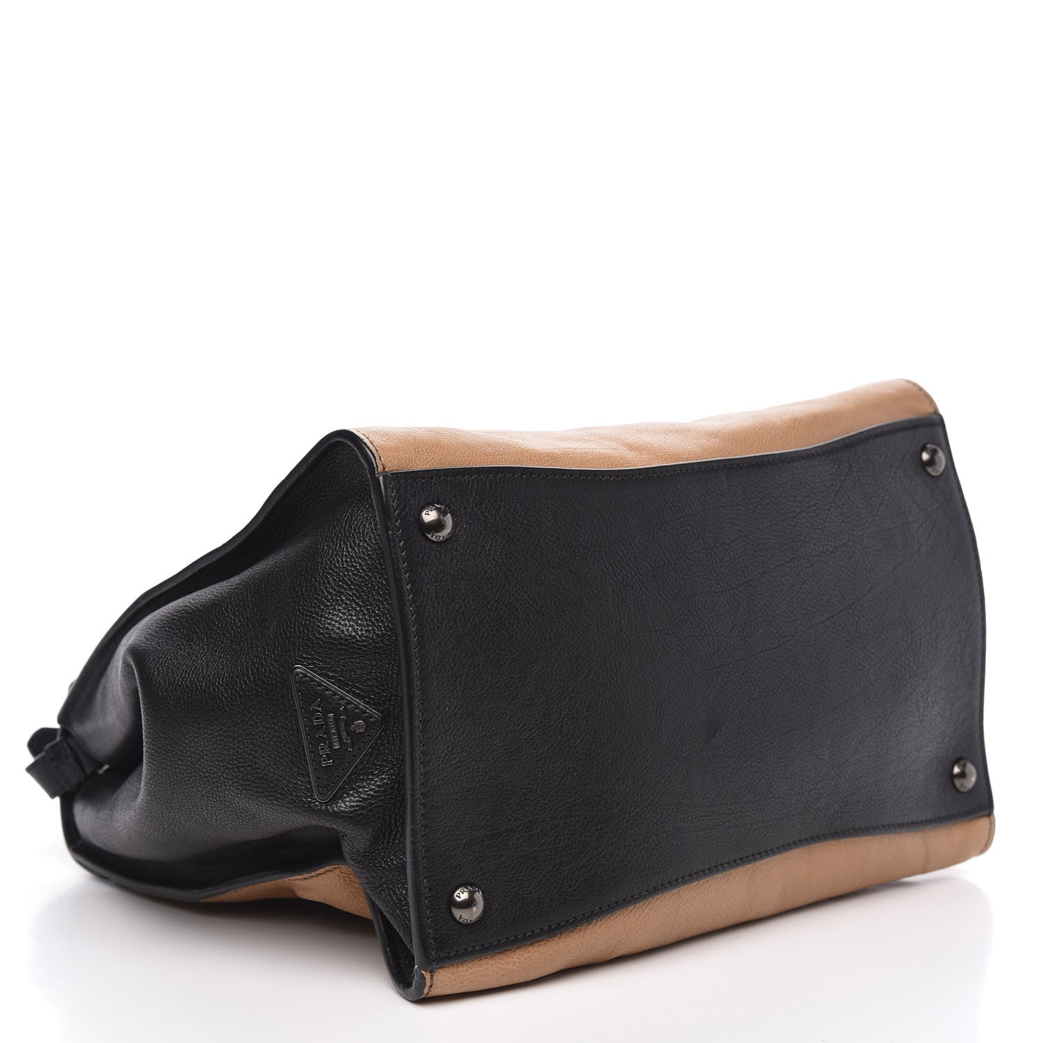 Prada Glace Calf Large Twin Pocket Tote Naturale Black 4 of 11