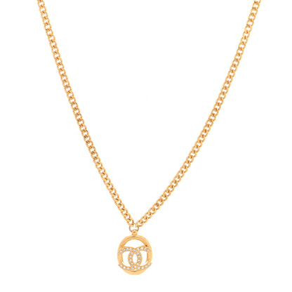 Chanel Crystal CC Chain Pendant Necklace Gold 1 of 5