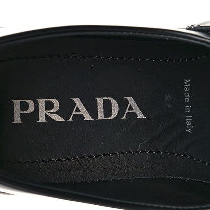 Prada Spazzolato Rois Metal Triangle Logo Monolith 55mm Loafers 37.5 Black 7 of 7
