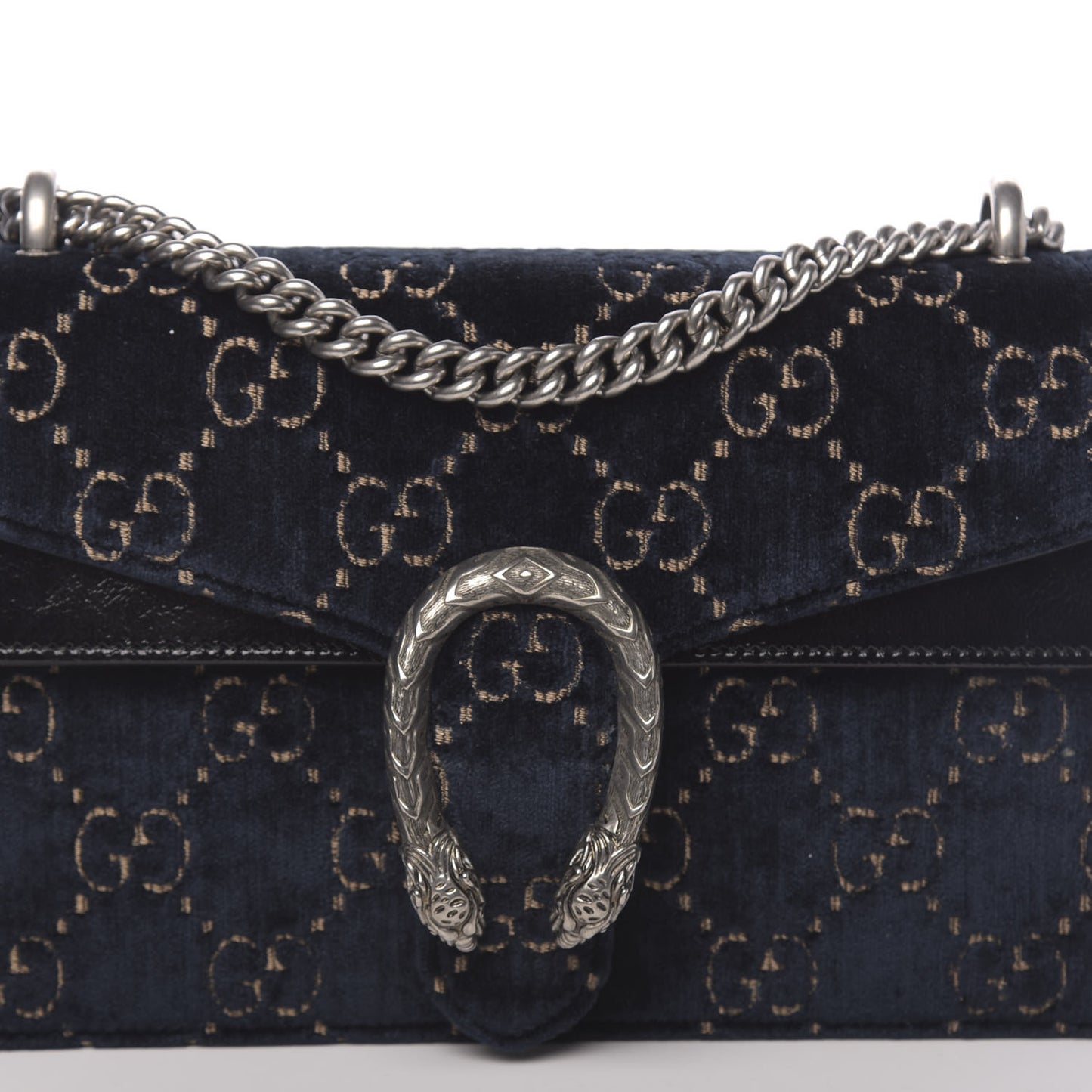 Velvet Skipper GG Monogram Small Dionysus Shoulder Bag Blue Beige Black