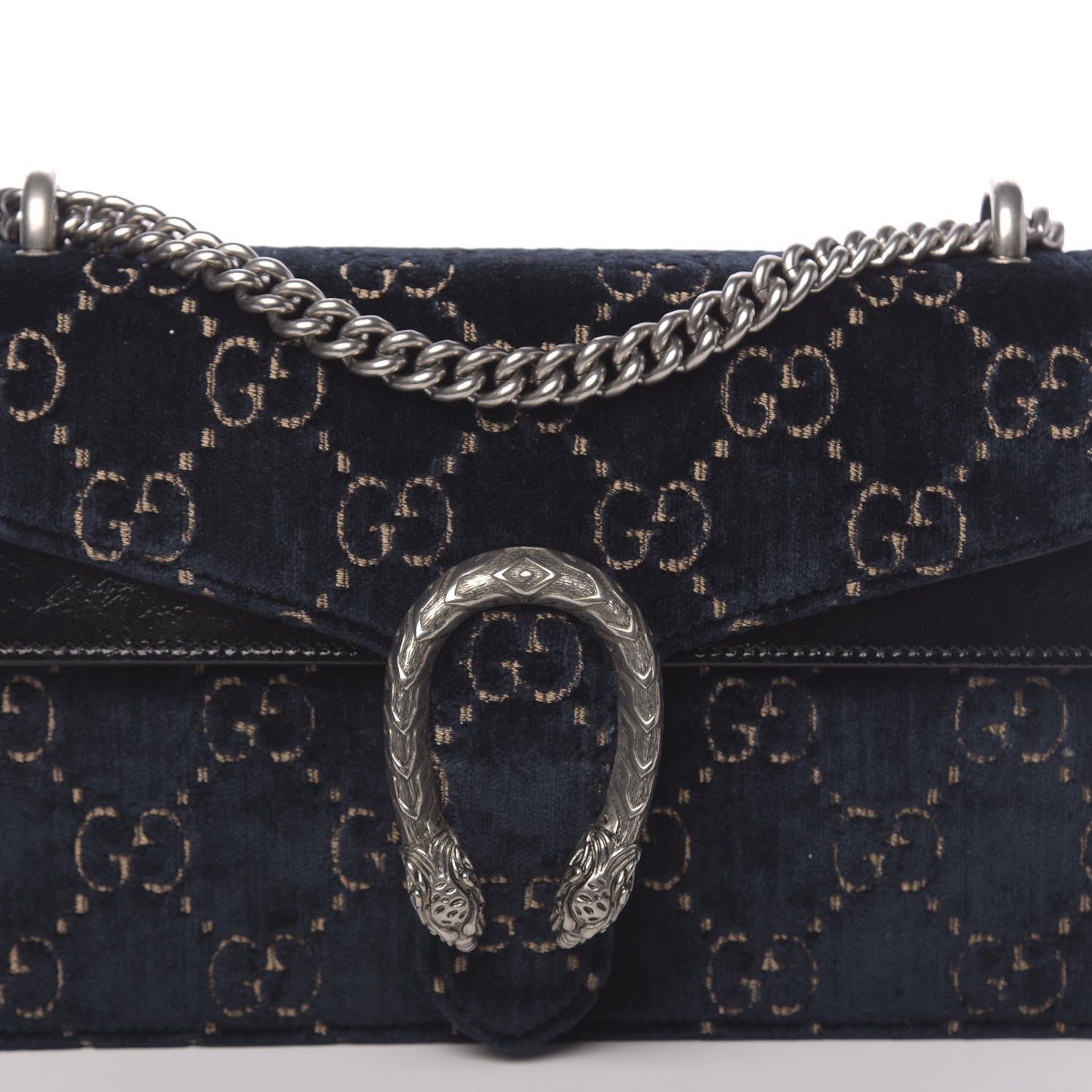 Gucci Velvet Skipper GG Monogram Small Dionysus Shoulder Bag Blue Beige Black 11 of 11