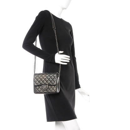 Chanel Metallic Goatskin Quilted Small Rock In Rome Flap Charcoal 2 of 7