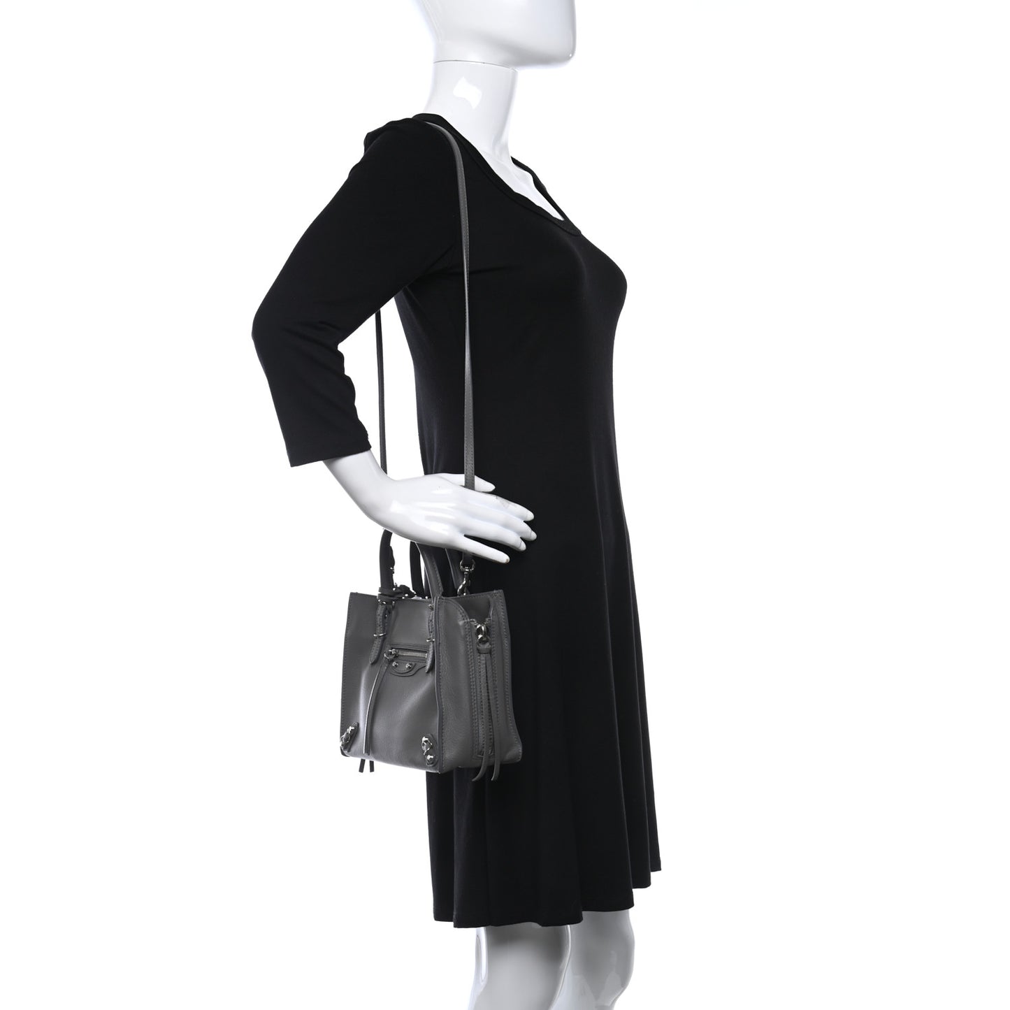 Calfskin Papier Mini A4 Zip Around Tote Gris Metal