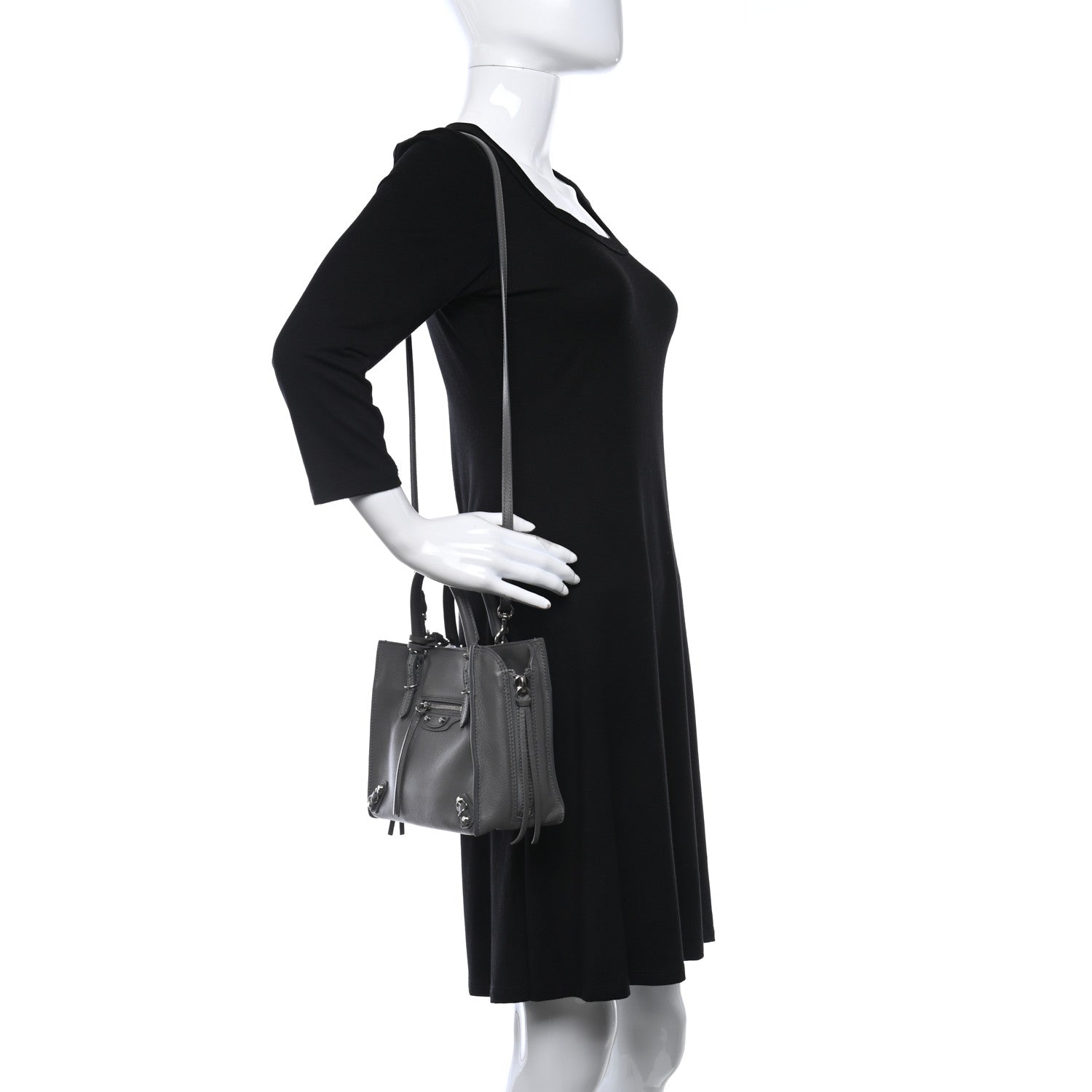 Balenciaga Calfskin Papier Mini A4 Zip Around Tote Gris Metal 3 of 9