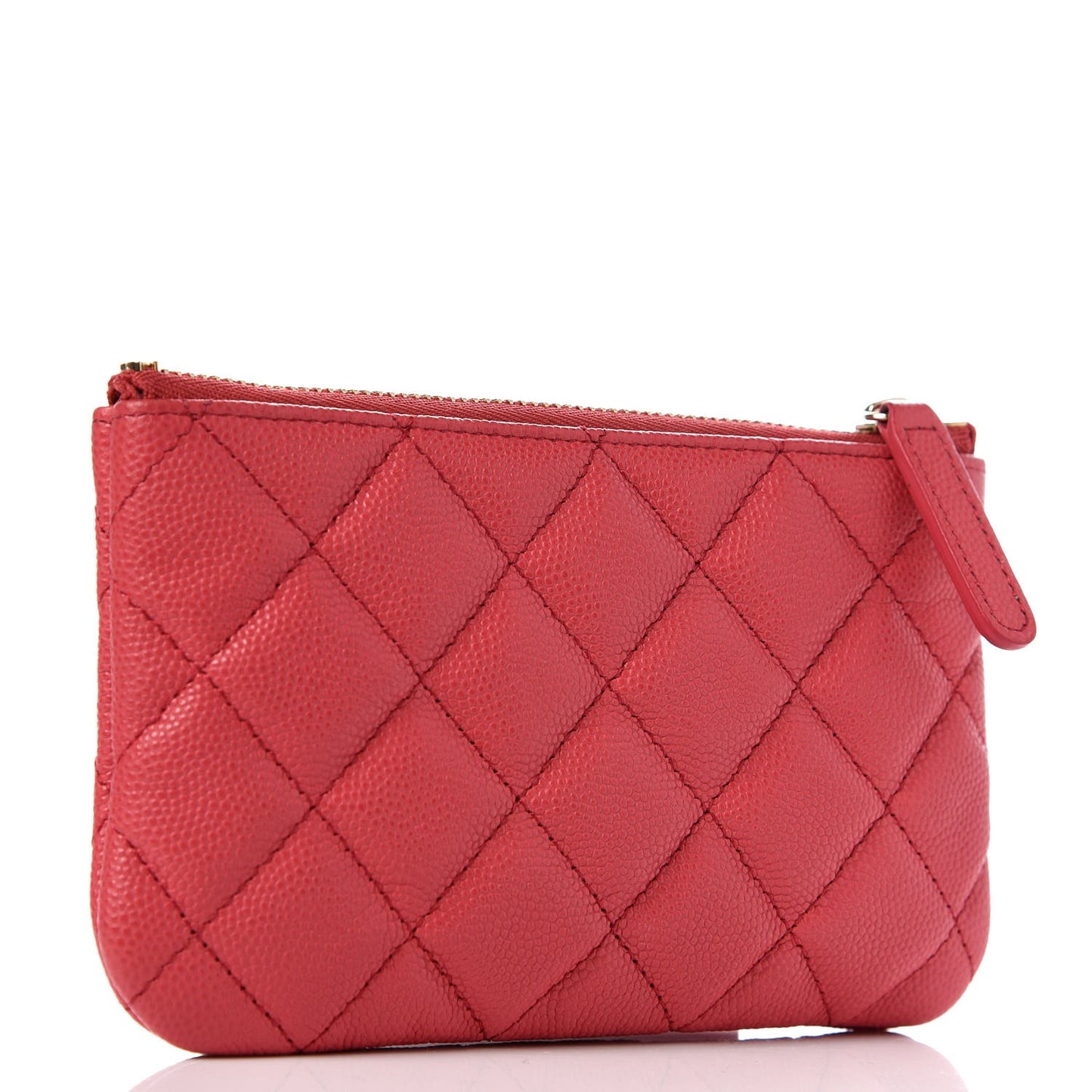 Caviar Quilted Small Cosmetic Case Dark Pink