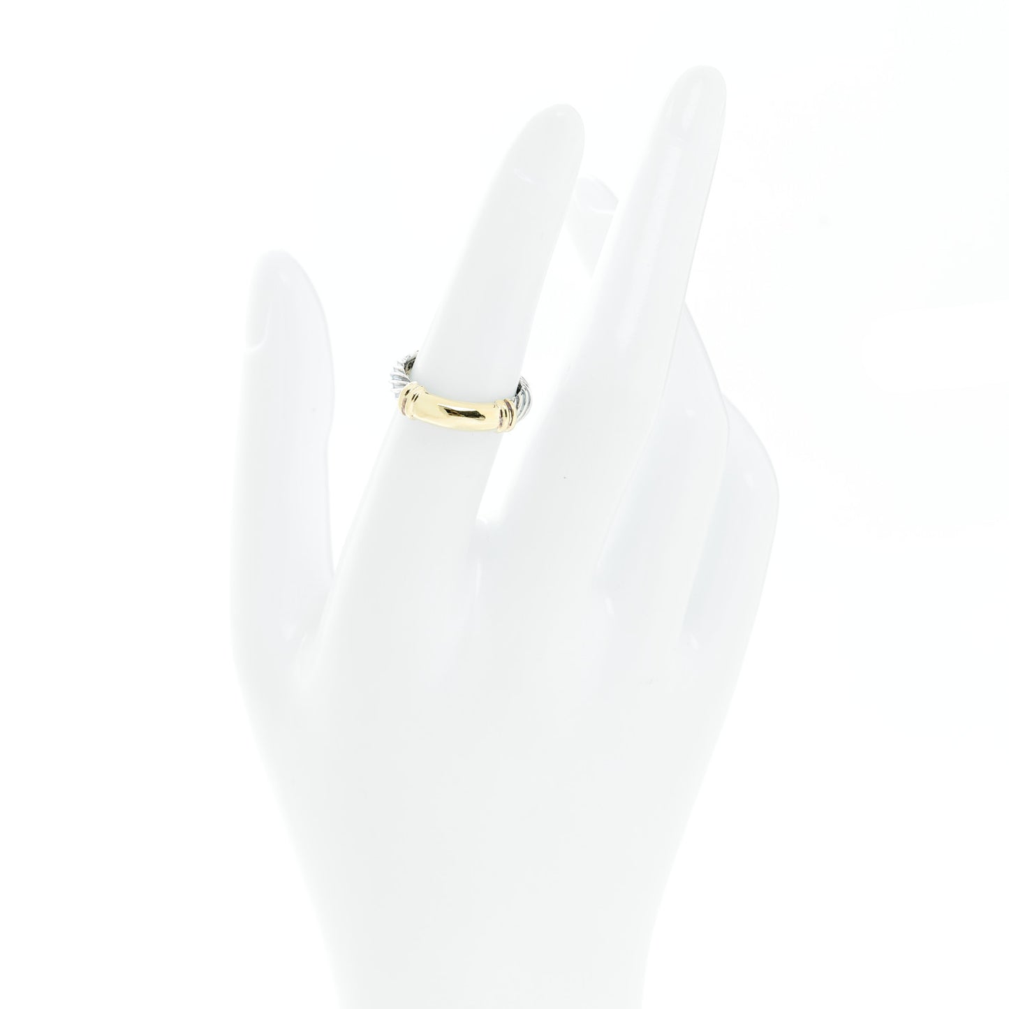 Sterling Silver 14K Yellow Gold Metro Cable Ring 52 6