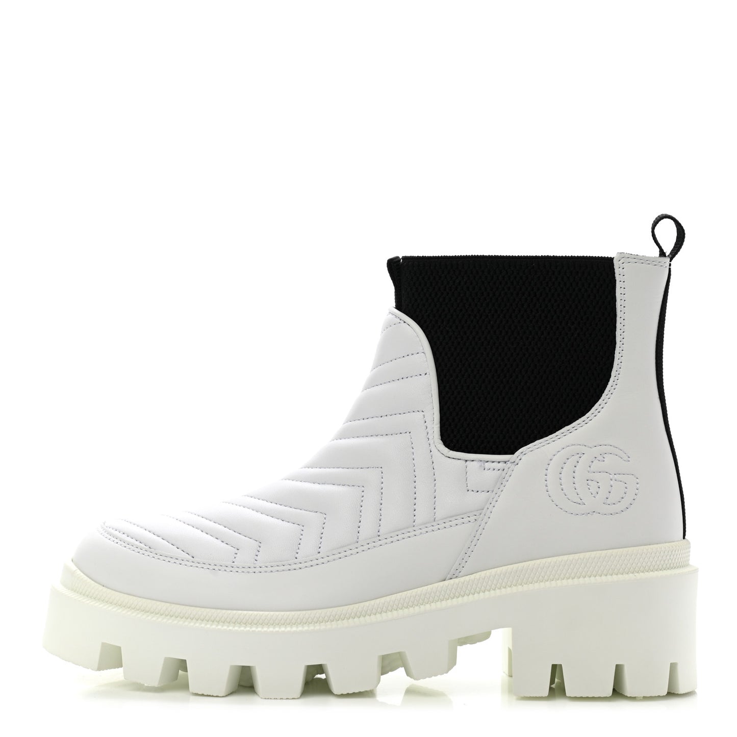 Calfskin Nappa Matelasse Frances Chelsea Boots 38 Great White Black