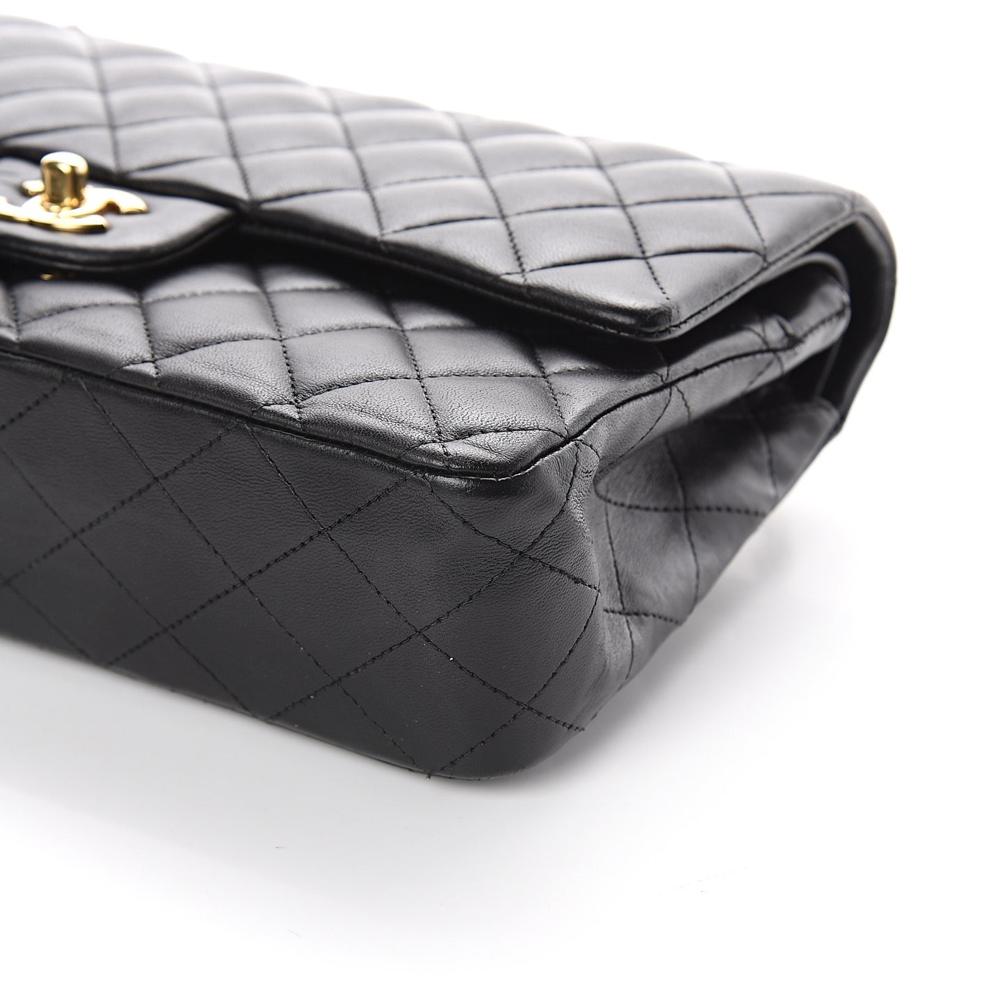 Lambskin Quilted Medium Double Flap Black